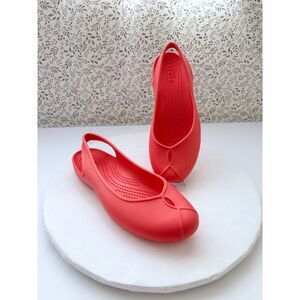Crocs Slingback Ballet Flats Olivia Coral Pink  Women’s 7 Comfort Water Shoes